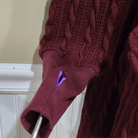 Weekend Women's Cardigan Sweater Thumbhole Open Long Cable Knit w/Pockets Size L - Picture 7 of 10